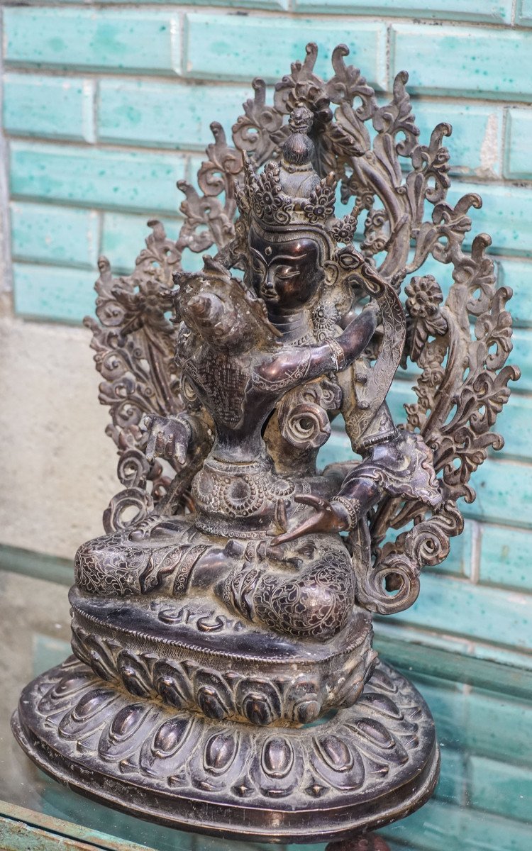 BOUDDHA VAJRASATTVA, bronze tibétain XIXème-photo-3