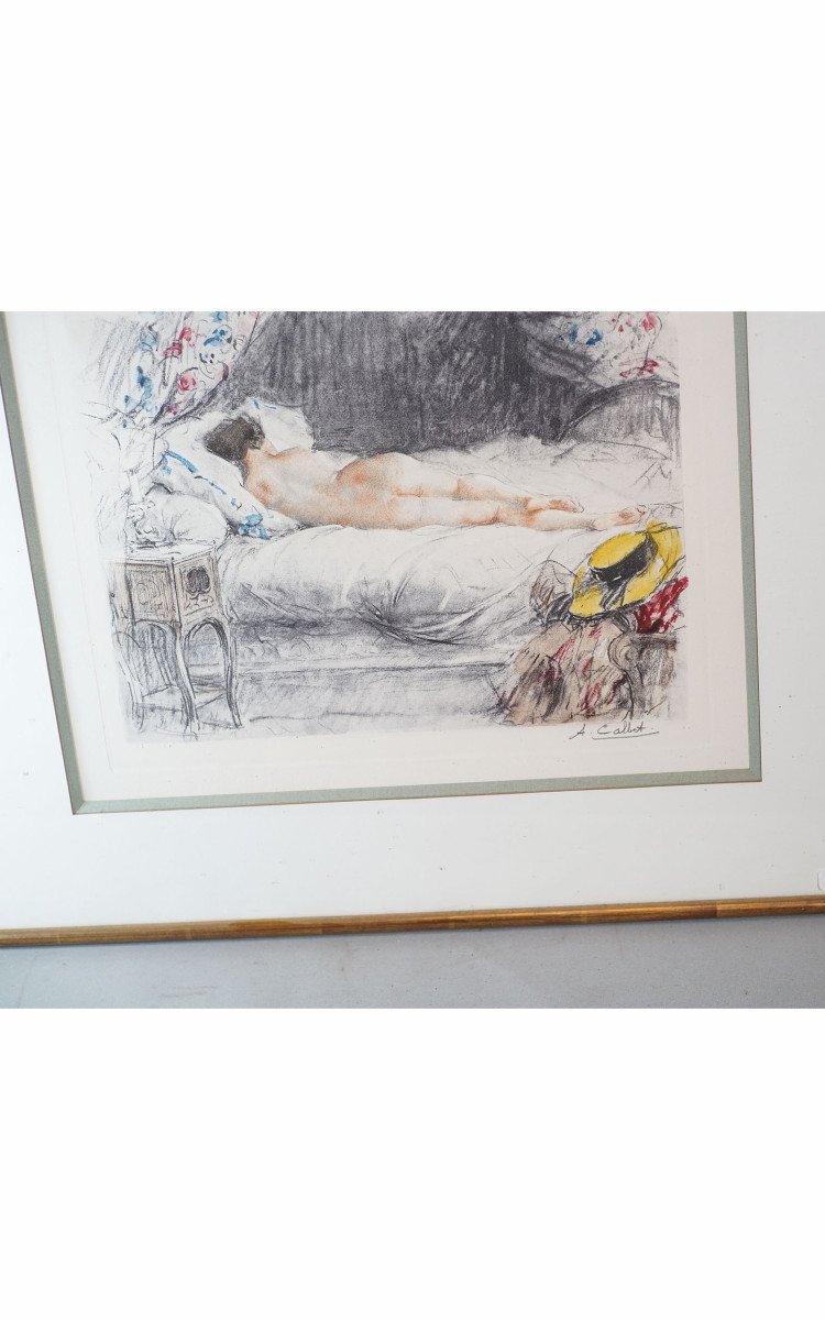 Antoine Calbet, Lithographs, Pair Of Nudes, Front And Back-photo-1