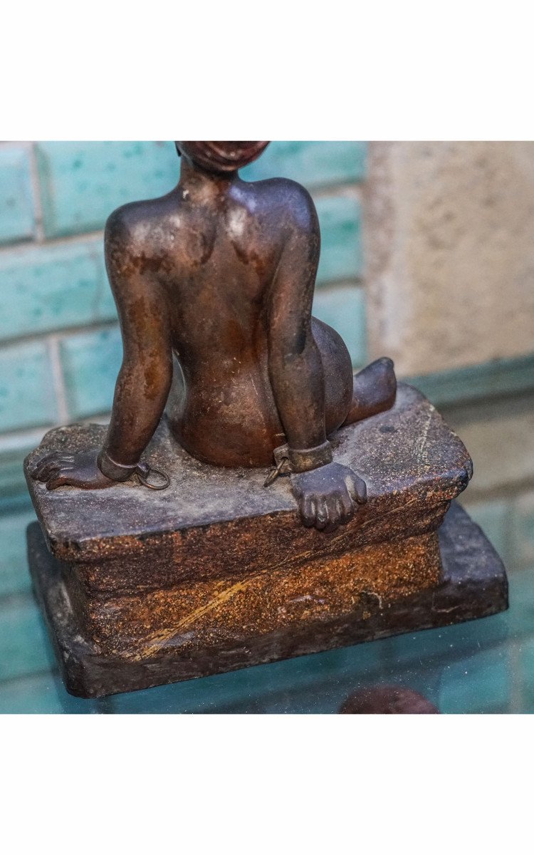 Emmanuel Villanis (1858-1914) Young Slave In Chains Seated-photo-5