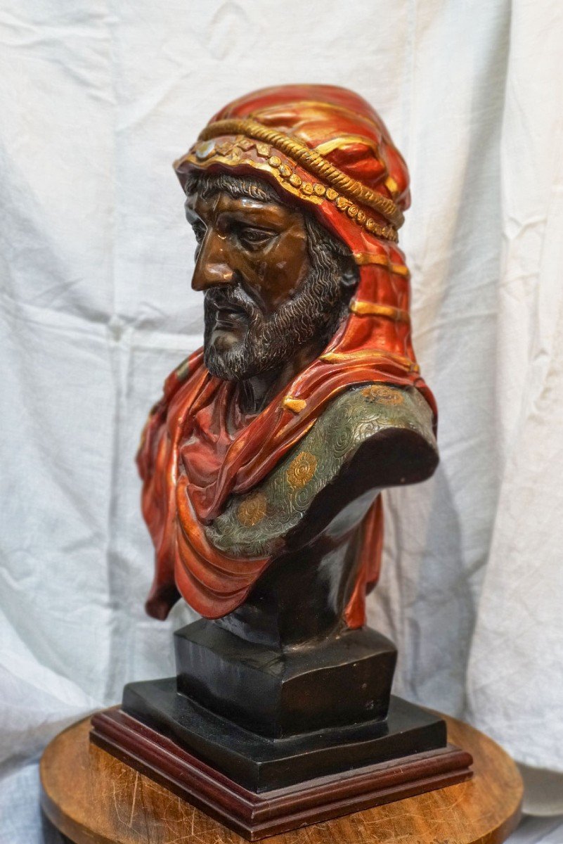 BUSTE BRONZE POLYCHROME ORIENTALISTE-photo-3