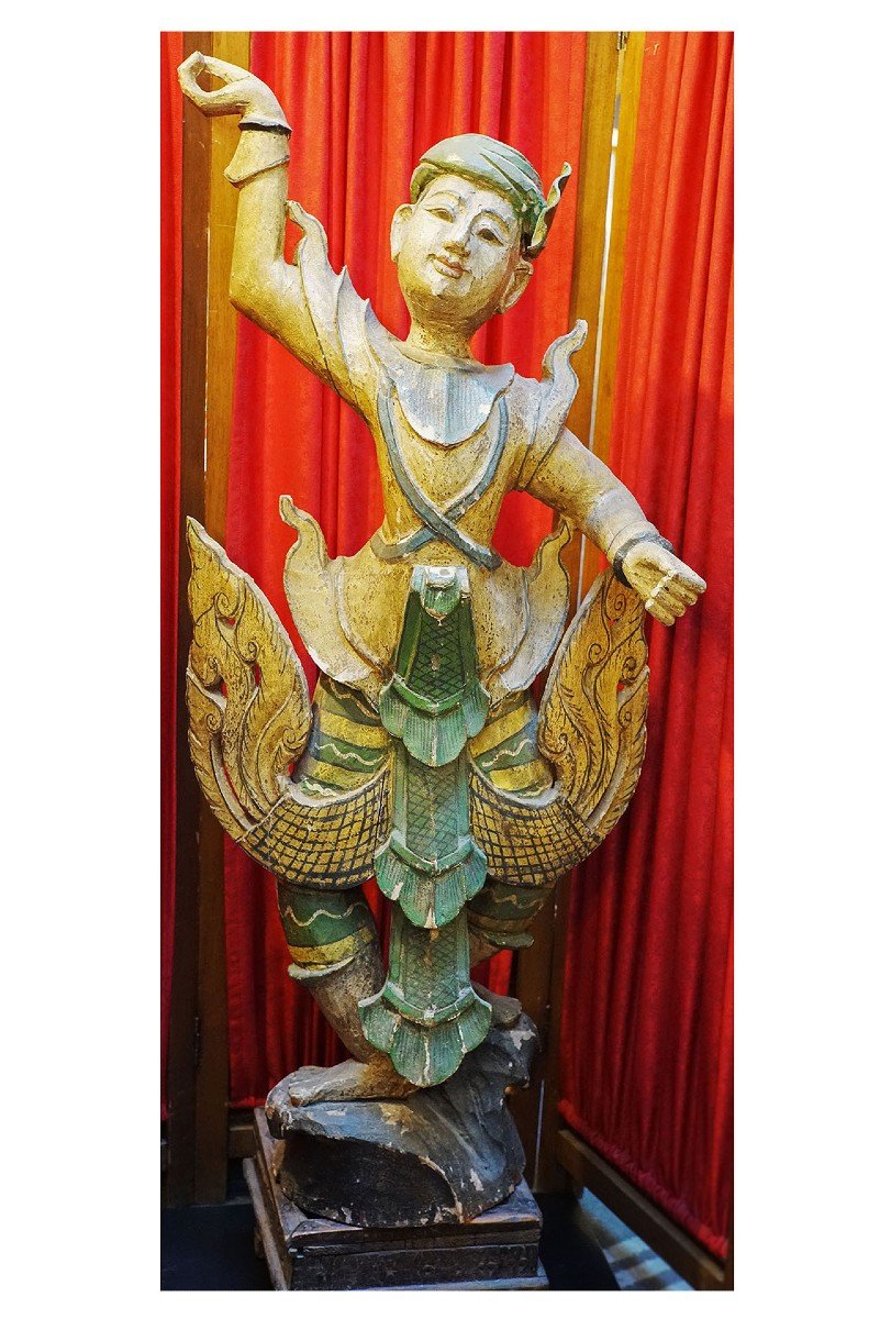 Polychrome Wood Character Sculpture, Burma