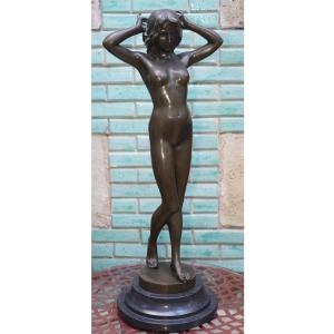 "L'éveil", Importante sculpture femme  bronze signée PITTA LUGA.