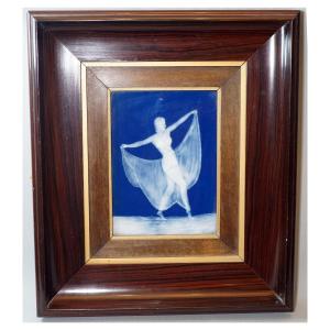 The Dancer, Framed Enameled Plaque By A. Barriére, Limoges