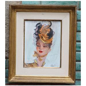 Jean Gabriel Domergue, “ninie”, Oil, Signed, Framed