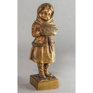 Bronze Little Girl With Muff