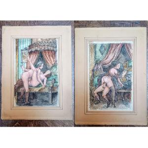 Two Erotic Watercolors