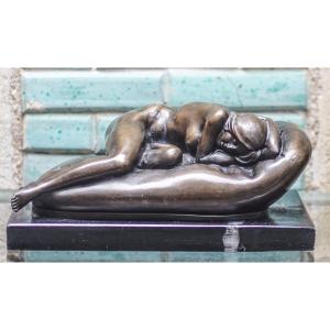 L.J.R. COLLIN, Sculpture bronze nu femme