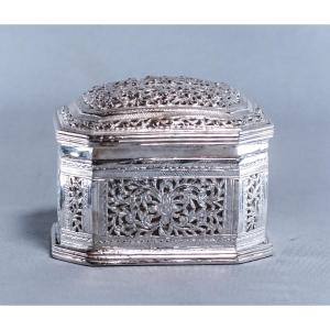 Burmese Silver Rectangular Betel Lime Box 142g