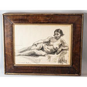 Marcel Rocher, 1890- 1959, Charcoal, Female Nude