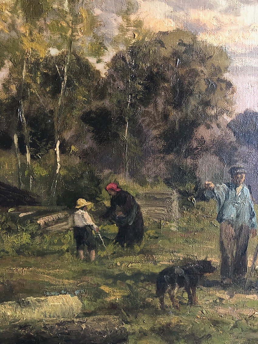 Clément Quinton (1851-1920), Large Oil On Canvas “foresters”-photo-1