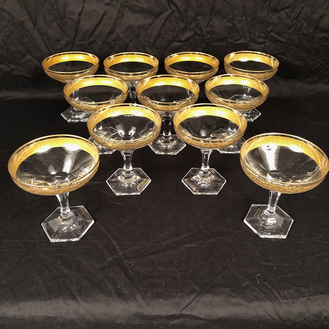 Moser In Carlsbad (czechoslovakia) Series Of Eleven Crystal Champagne Glasses-photo-4