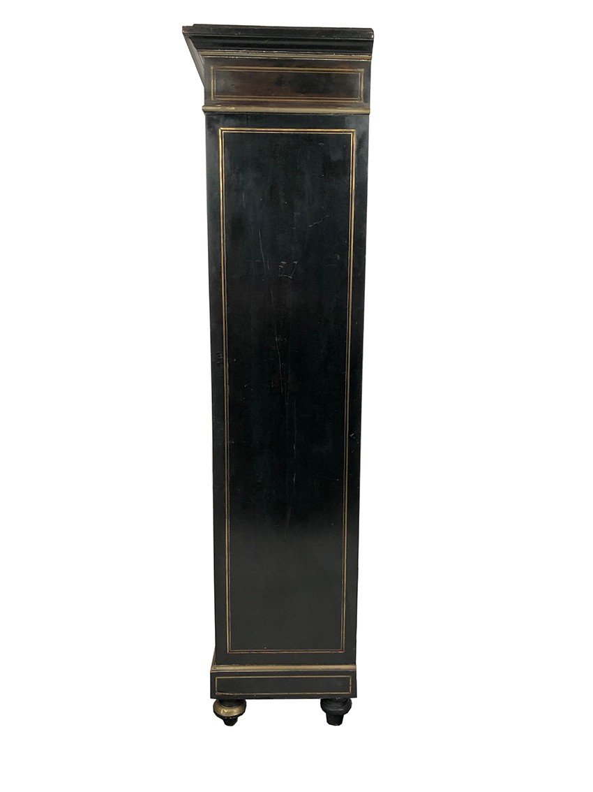 Napoleon III Library, Blackened Wood Inlaid With Brass, Ivory And Mother-of-pearl-photo-5