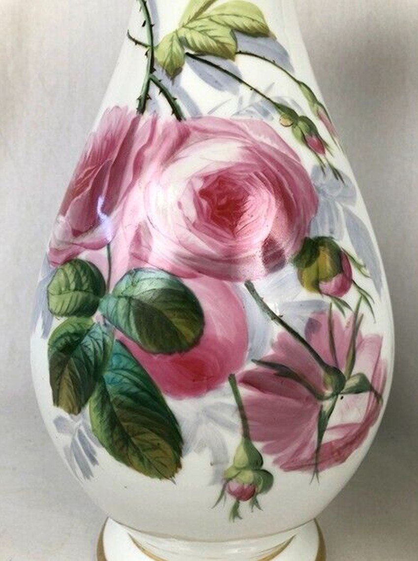 Grande Paire De Vases En Porcelaine à Décor De Fleurs-photo-2