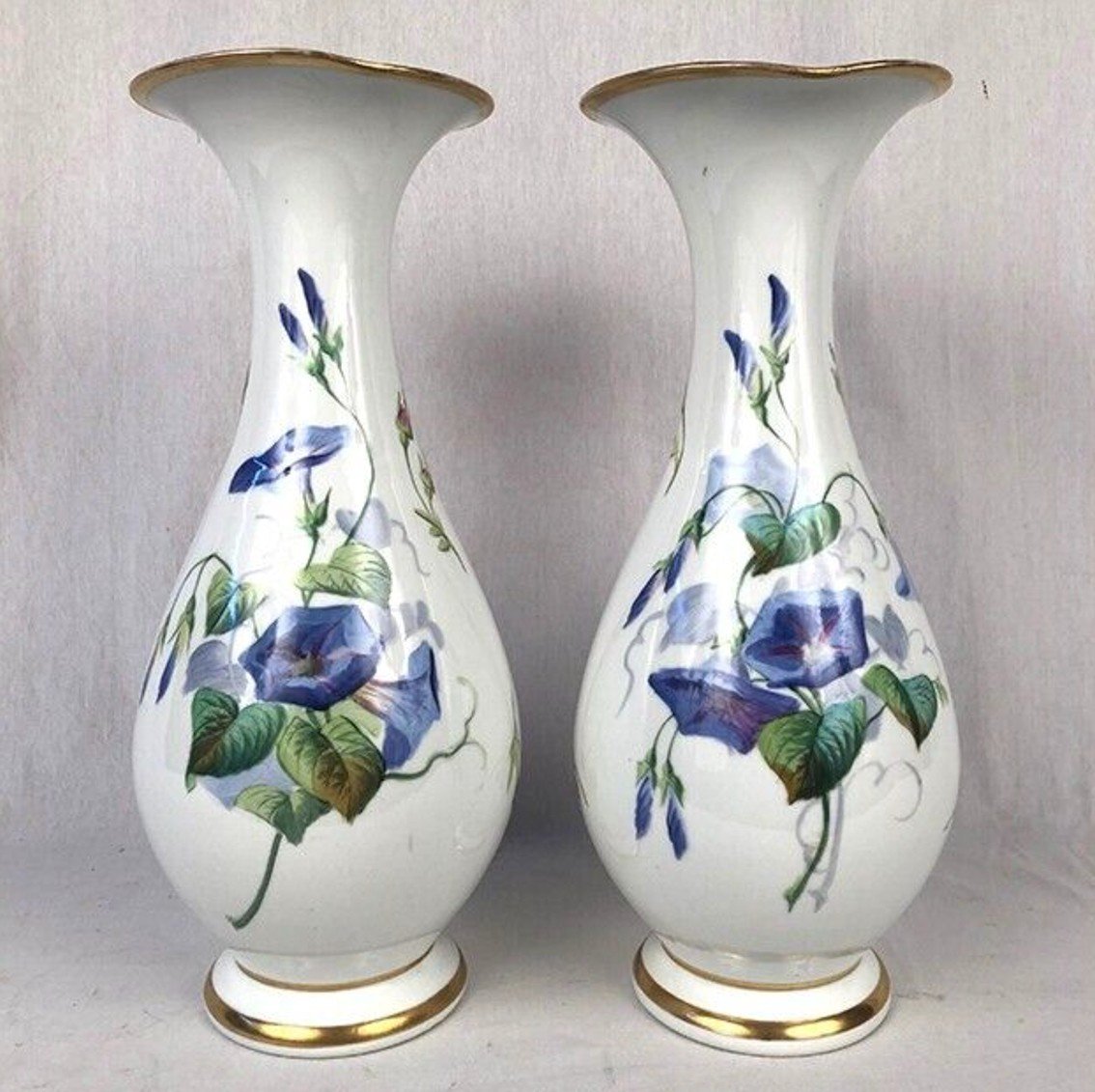 Grande Paire De Vases En Porcelaine à Décor De Fleurs-photo-4