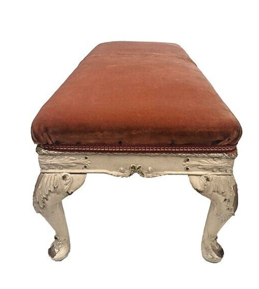 Small Rococo Style Cream Lacquered Wood Bench, Mid-20th Century-photo-3