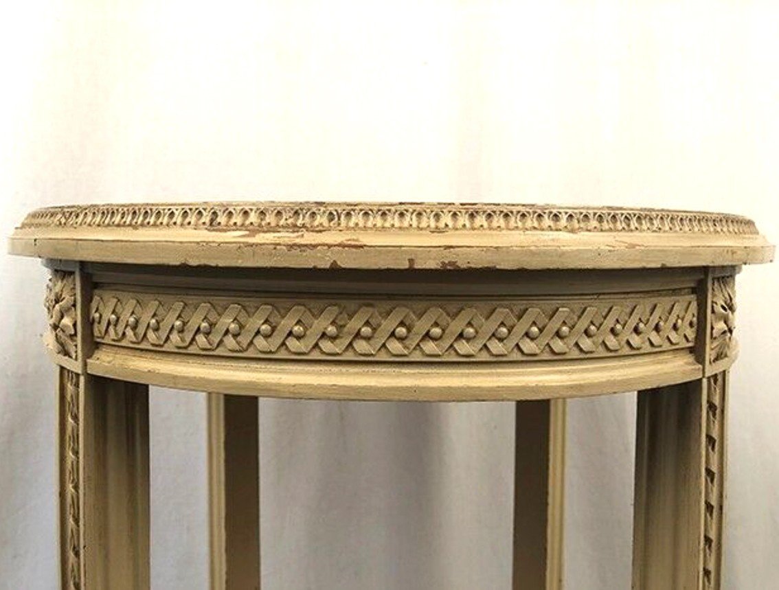 Louis XVI Style Bolster In Cream Lacquered Wood-photo-3