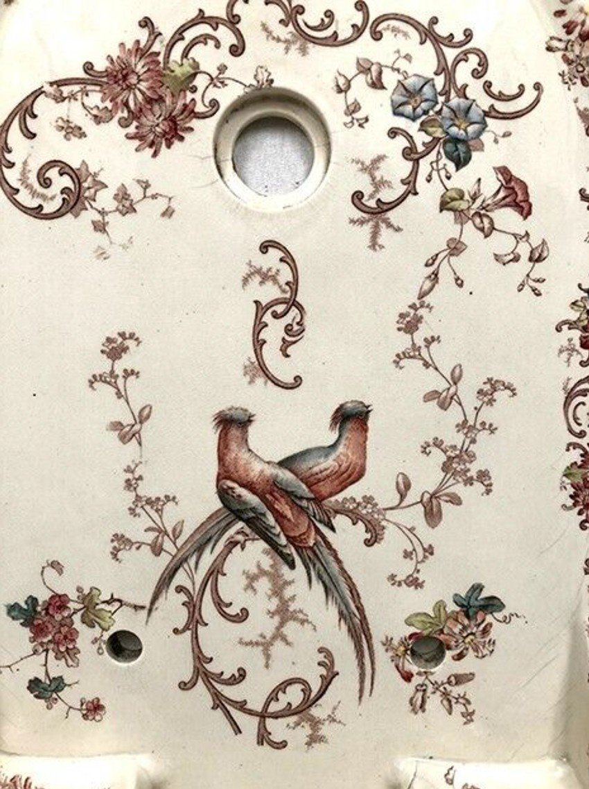 English Porcelain Wall Fountain Decorated With Flowers And Birds-photo-4