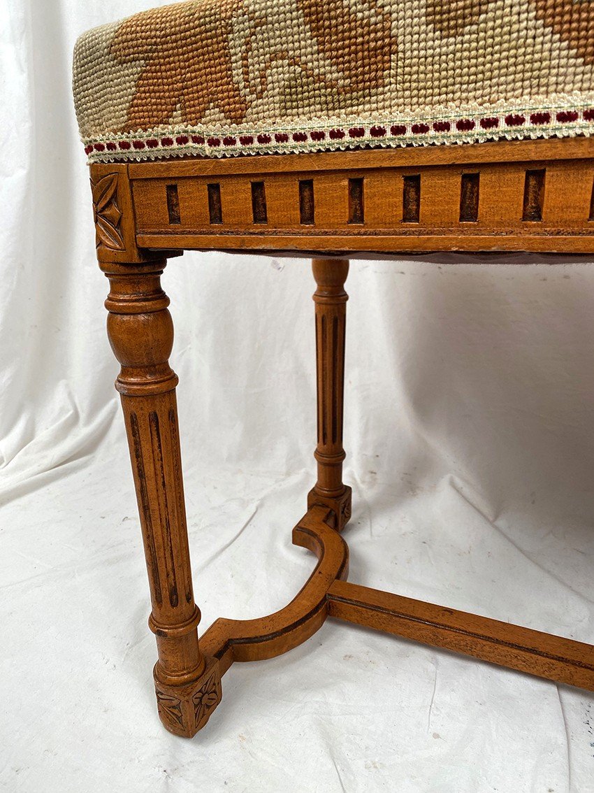 Louis XVI Style Molded Wood Bench, Circa 1900-photo-3