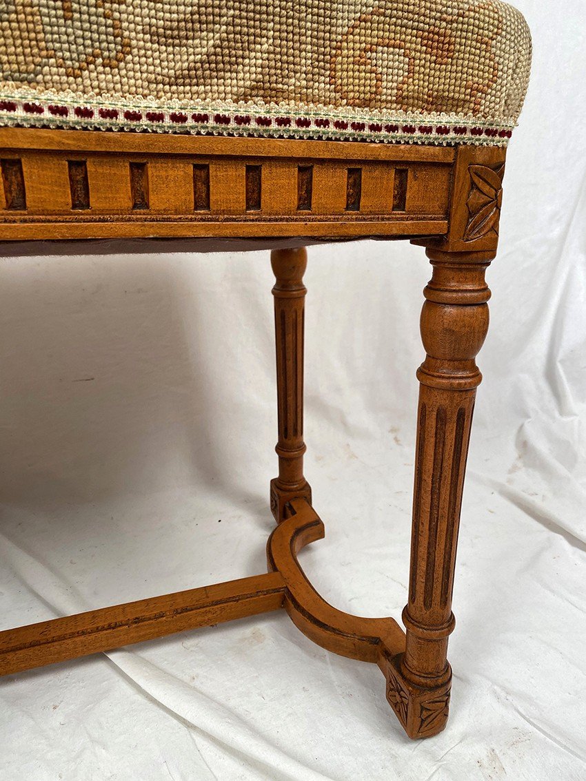 Louis XVI Style Molded Wood Bench, Circa 1900-photo-4