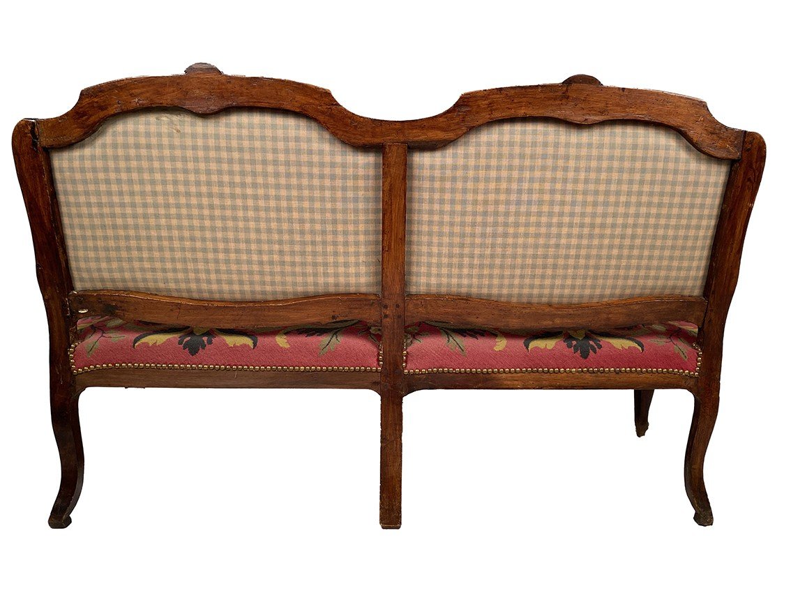 Louis XV Style Bench Upholstered With A Petit Point Tapestry, Early 19th Century-photo-6