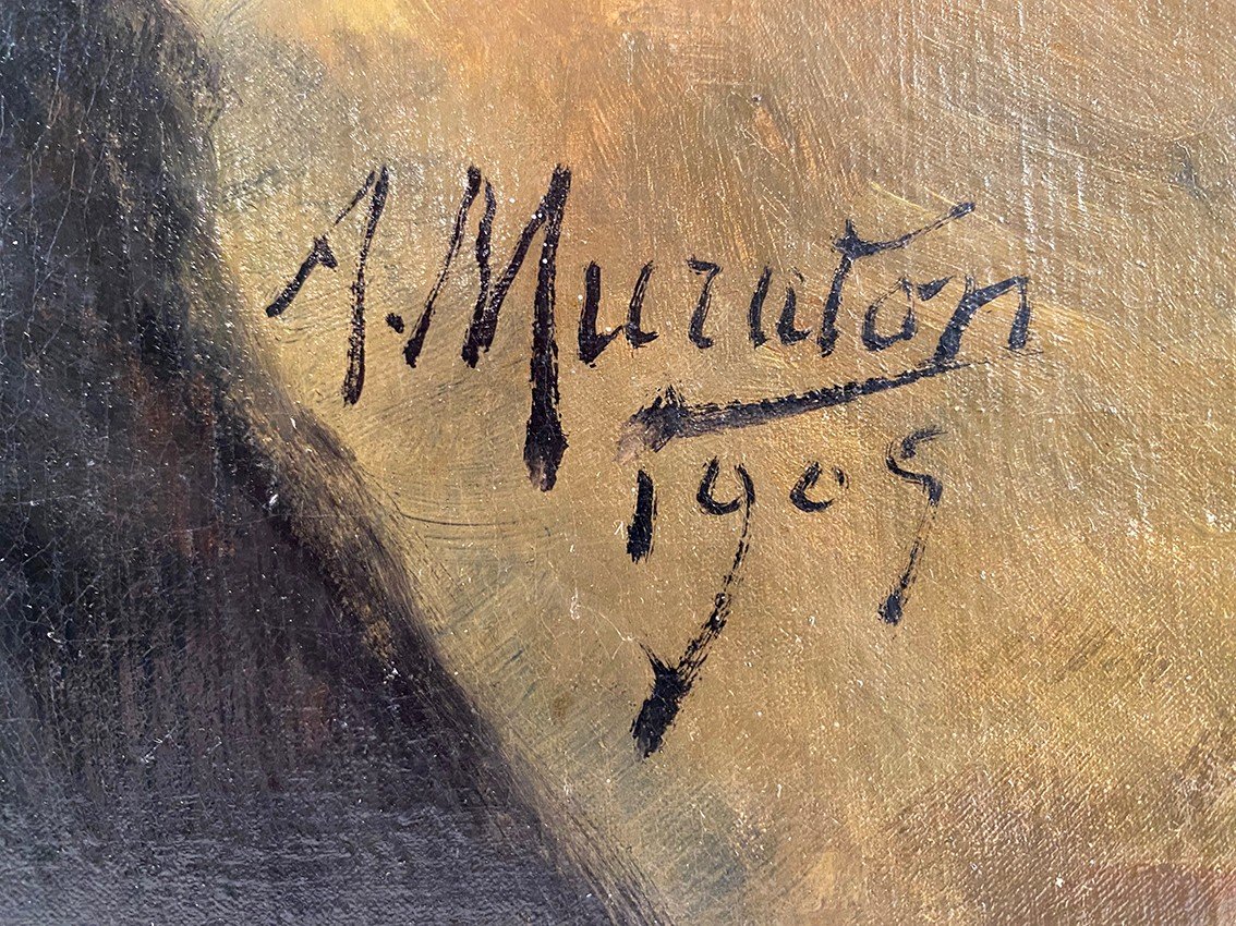 Alphonse Muraton (1824-1911), Oil On Canvas. Portrait Signed And Dated 1905-photo-4