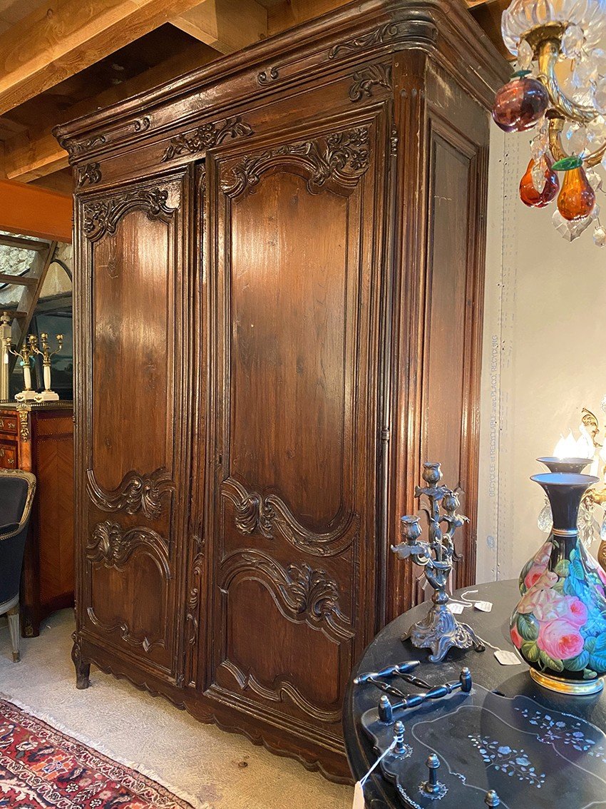 Armoire En Chêne Sculpté à Décor De Feuillages Et De Fleurs, Fin XVIIIe-photo-6