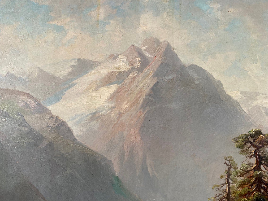 Jean-marie Reignier (1815-1886), Large Oil On Panel. “mountain Landscape”-photo-1