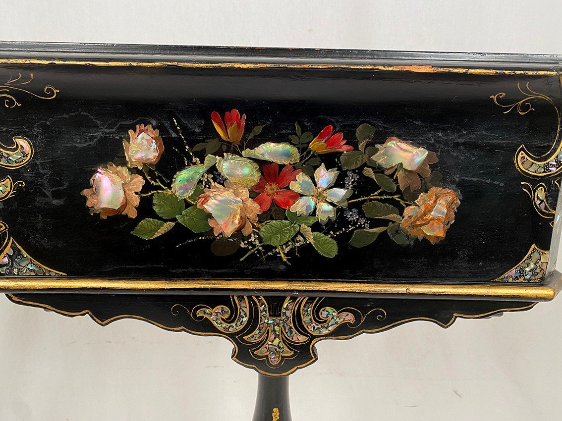 Napoleon III Planter On Stand With Rich Painted Decorations Of Flowers And Burgos-photo-3