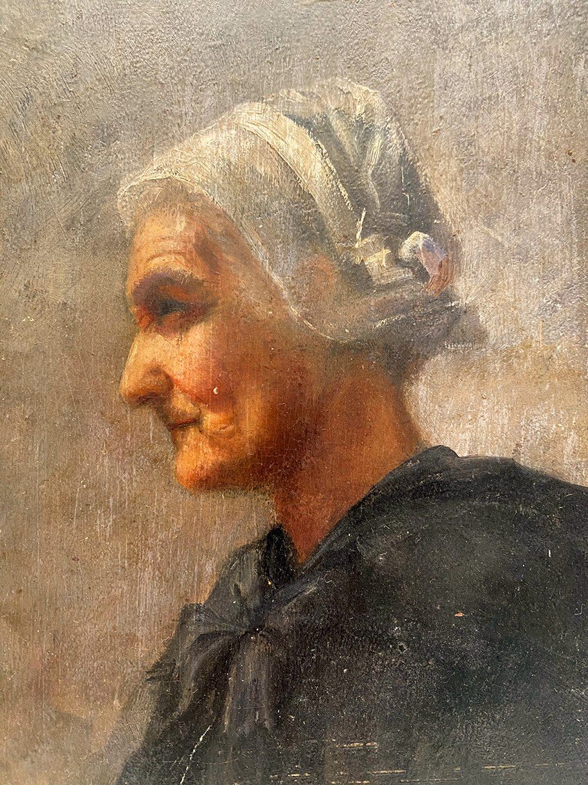 Germaine Pages-coulon (born In 1887), Small Oil On Panel. Portrait Of A Woman-photo-2