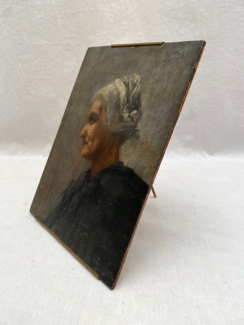 Germaine Pages-coulon (born In 1887), Small Oil On Panel. Portrait Of A Woman-photo-2