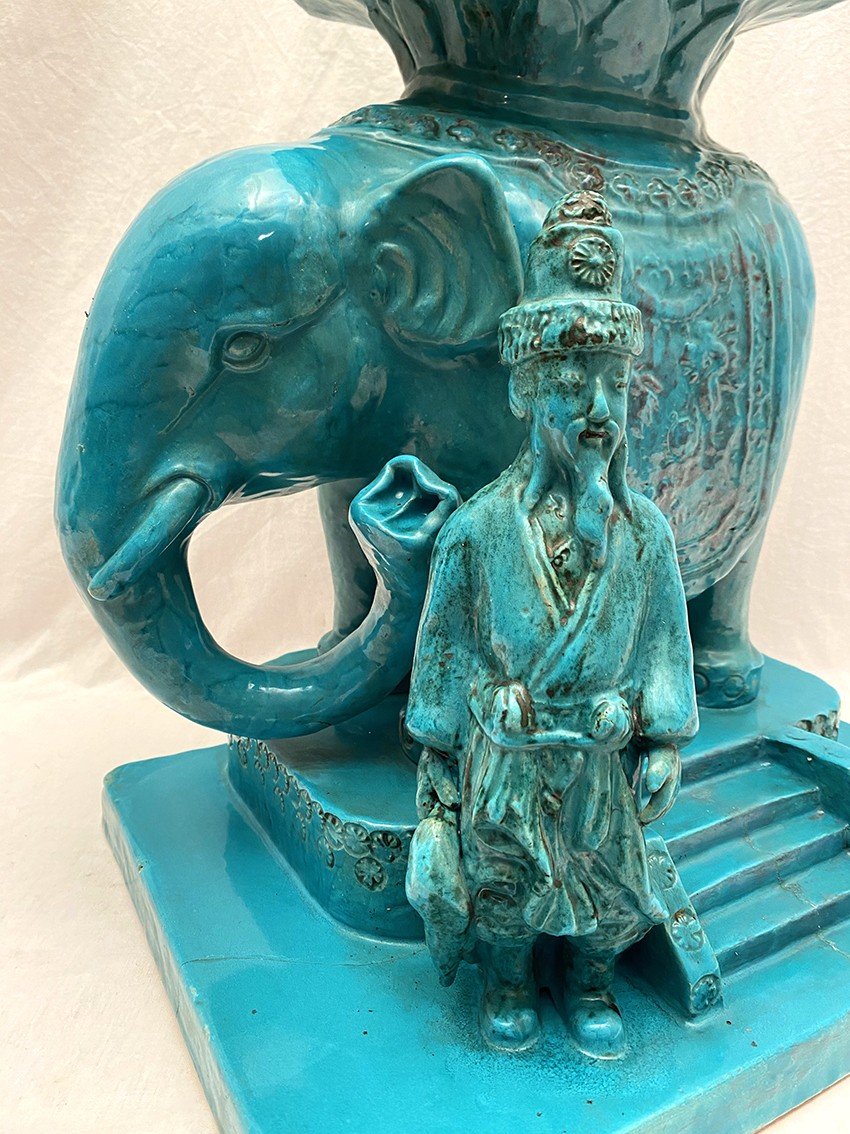 Emile Charles Bernard Wessbecher, Large Group In Turquoise Glazed Ceramic, Early 20th Century-photo-1