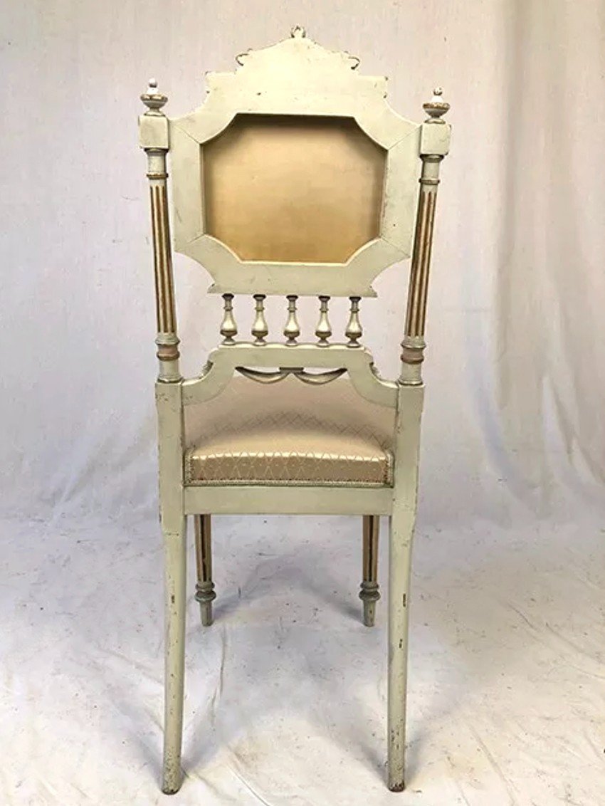 Set Of Four Louis XVI Style Chairs In Lacquered Wood, Late 19th Century-photo-3