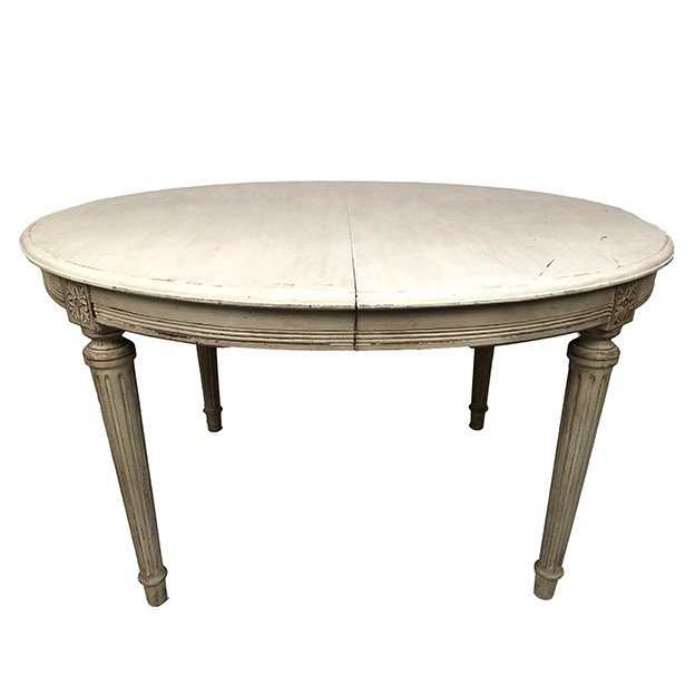 Louis XVI Style Grey Lacquered Wood Oval Dining Table, Circa 1900