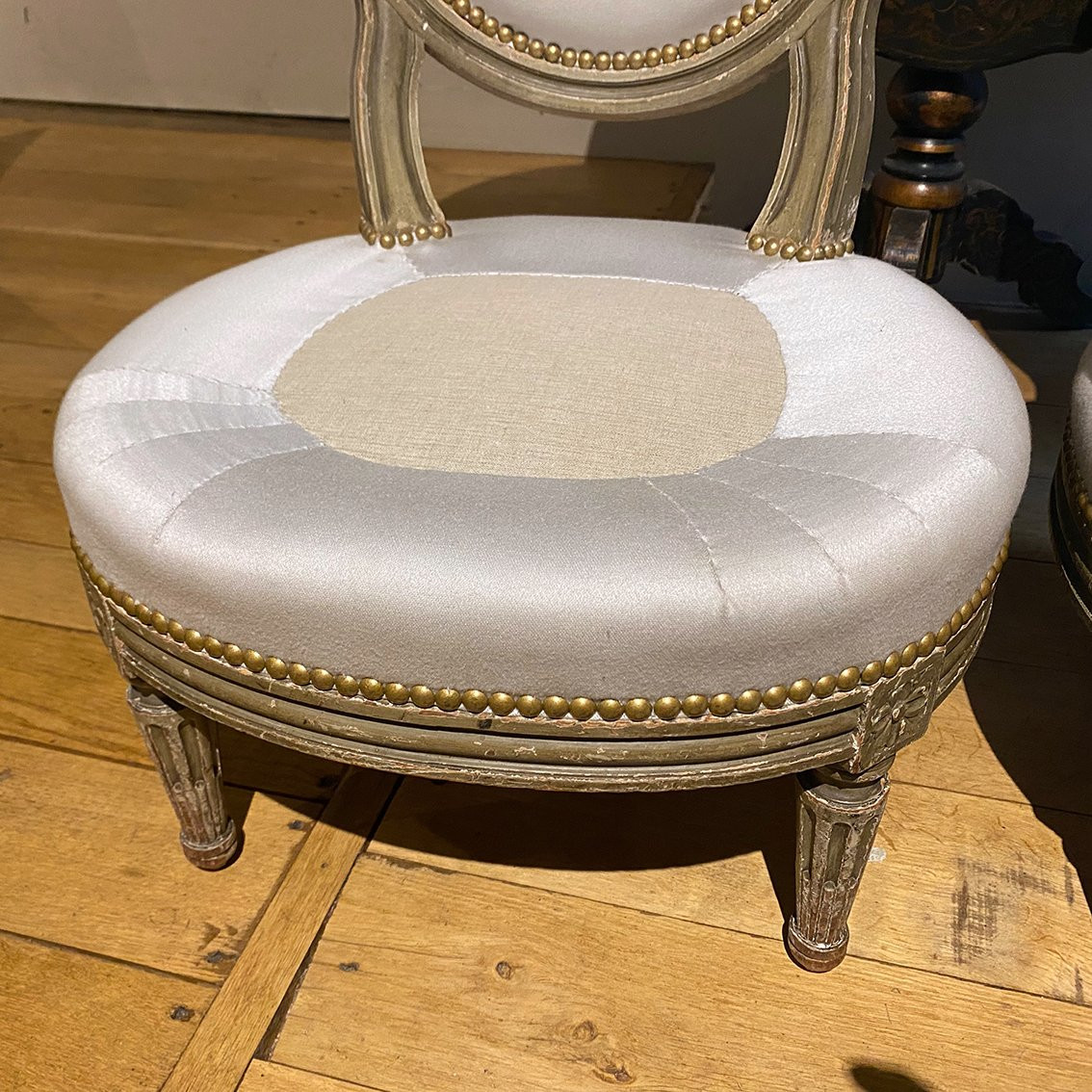 Pair Of Louis XVI Style Armchairs With Medallion Backs, Circa 1900-photo-2