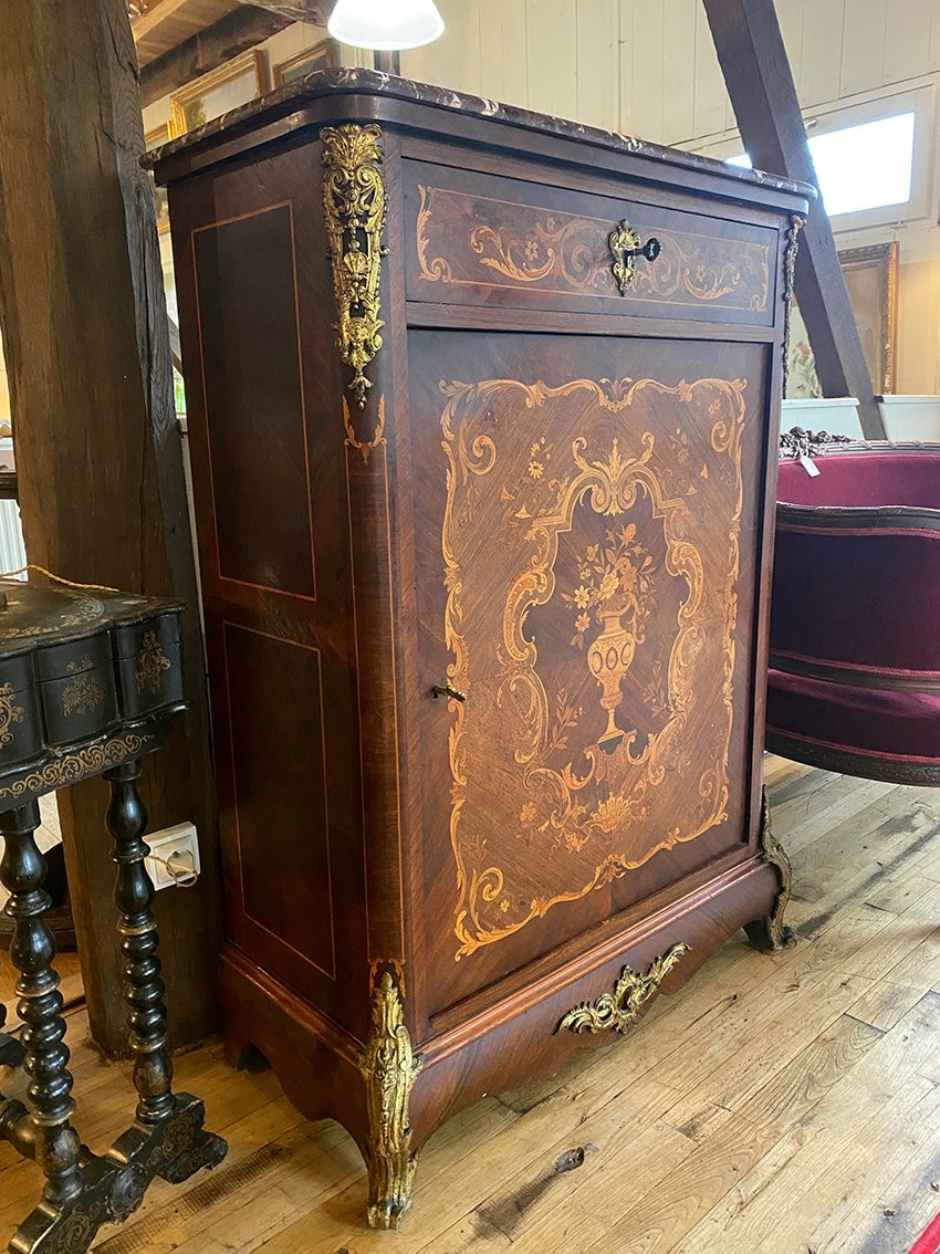 Richly Inlaid Napoleon III Style High Cabinet-photo-2