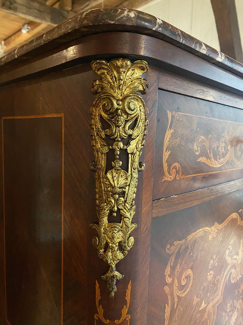 Richly Inlaid Napoleon III Style High Cabinet-photo-4