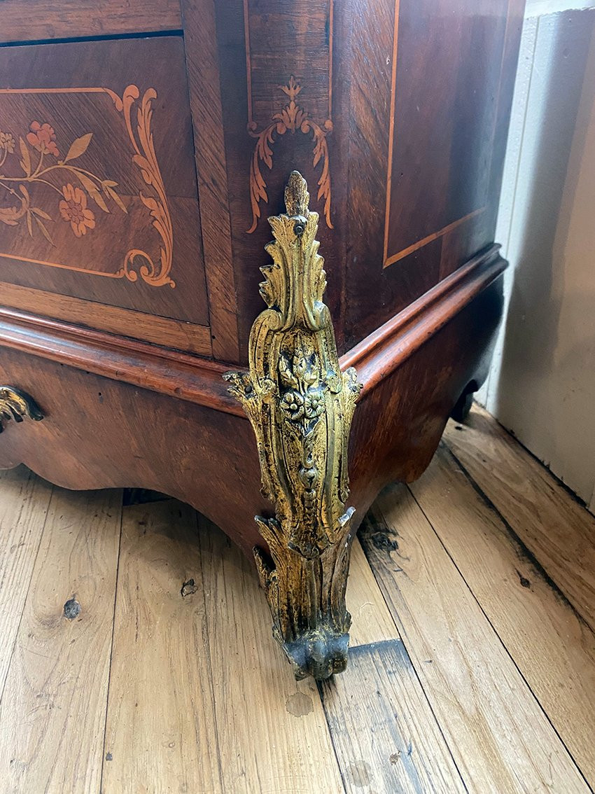 Inlaid Wooden Secretary With Marble Top. Napoleon III-photo-2