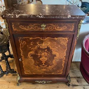 Richly Inlaid Napoleon III Style High Cabinet