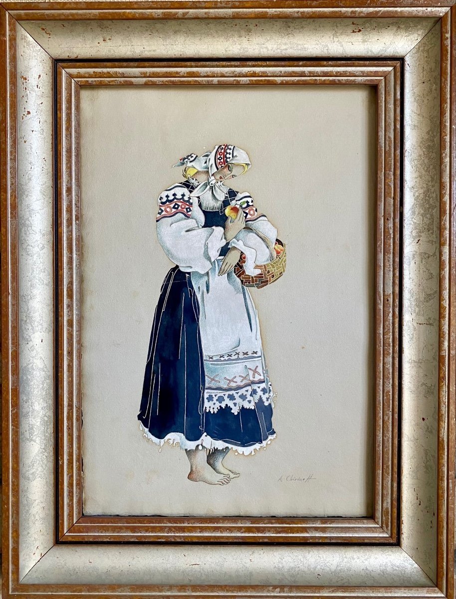 Slavic Theatrical Costume, Peasant Girl With Apples