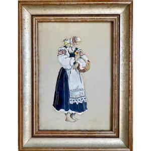 Slavic Theatrical Costume, Peasant Girl With Apples