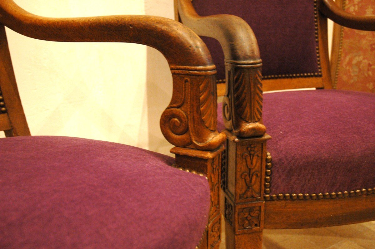 Pair Of Empire Armchairs In Cherry Wood - 19th Century-photo-2