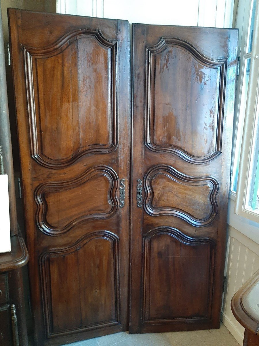 Pair Of Louis XV Style Cherry Wood Cabinet Doors - 18th Century