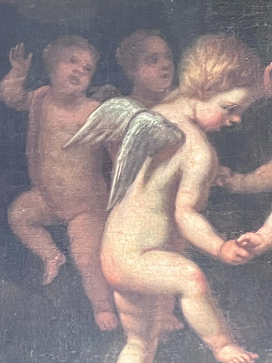 "putti Dance" Italian School Painting From The 18th Century-photo-3