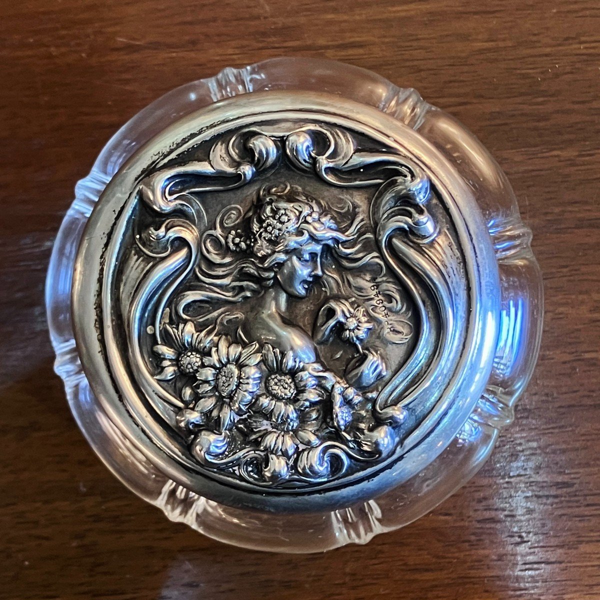 Art Nouveau Crystal And Silver Powder Compact, By Levi & Salaman-photo-2