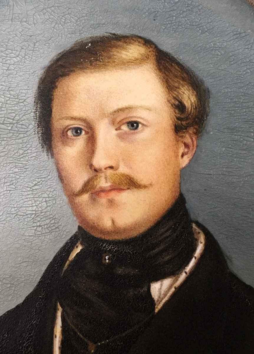 Miniature 19th Century Representing A Portrait Of A Man In Bust-photo-3