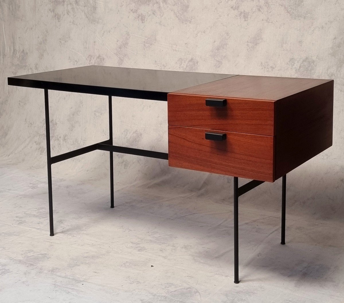 Bureau Cm141 De Pierre Paulin Pour Thonet - Acajou & Metal - Ca 1953-photo-2