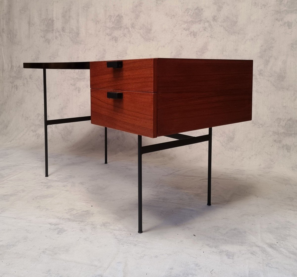 Bureau Cm141 De Pierre Paulin Pour Thonet - Acajou & Metal - Ca 1953-photo-1