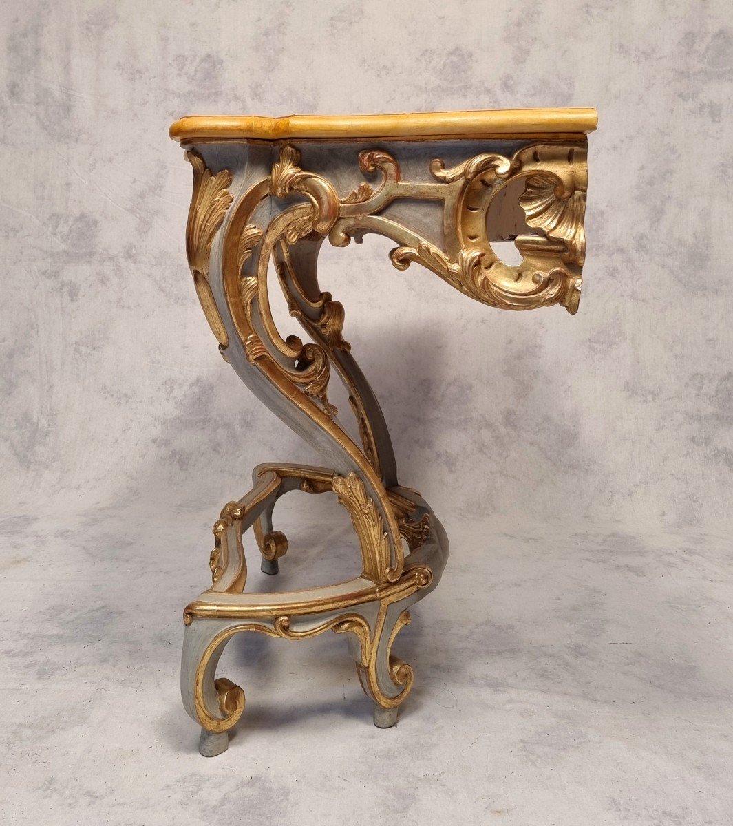 Louis XV Style Console On Four Legs - Lacquered Wood - 19th C.-photo-3