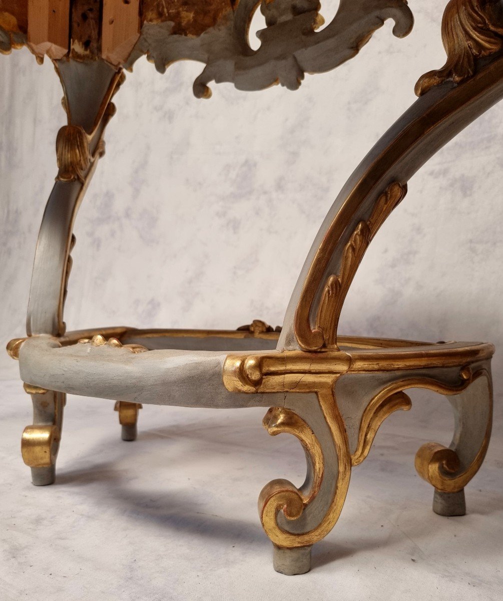 Louis XV Style Console On Four Legs - Lacquered Wood - 19th C.-photo-5