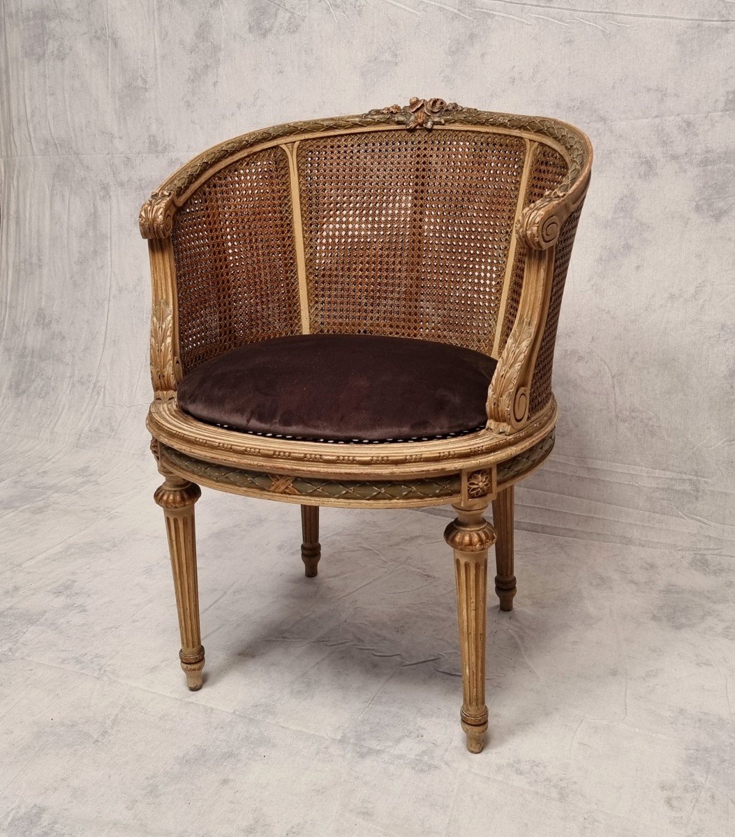 Fauteuil De Bureau De Style Louis XVI - Bois Laqué - 19ème 